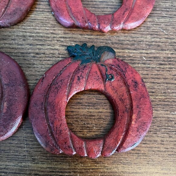 Napkin Rings Pumpkin Set of 4 Thanksgiving Fall Halloween Harvest Decor Orange - Picture 4 of 8